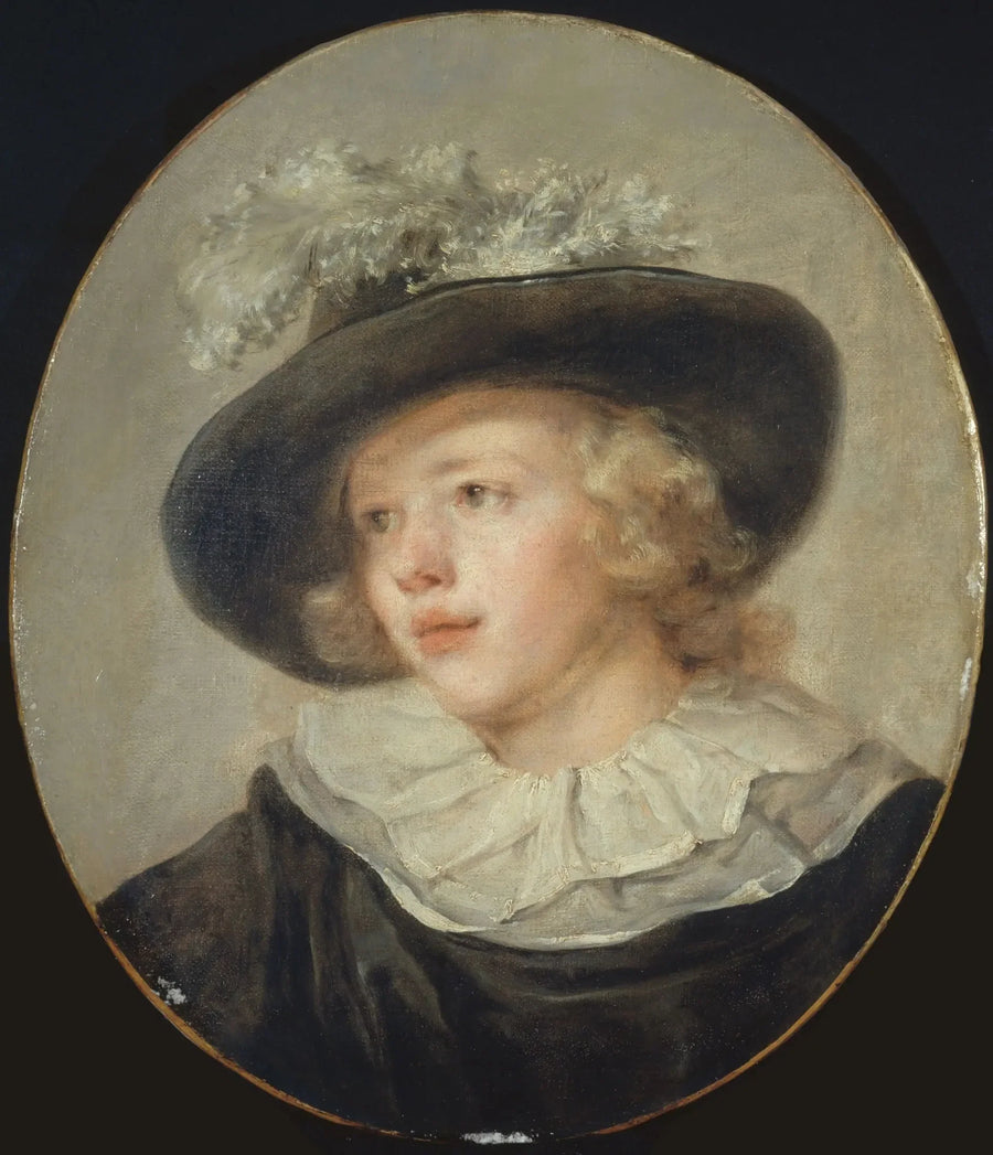 Nuoren pojan muotokuva sulkapäähineen kanssa - Jean-Honoré Fragonard