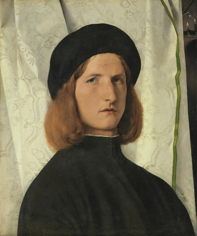 Nuoren miehen muotokuva lamppua vasten - Lorenzo Lotto