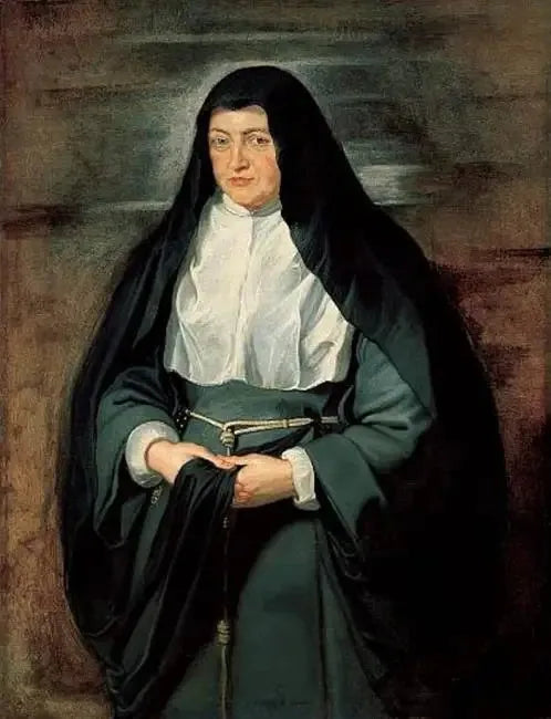 Arkkiherttuatar Isabelle-Claire Eugénieen muotokuva, Espanjan hallitsijatar Alankomaissa, klarissalaispukineessa - Peter Paul Rubens