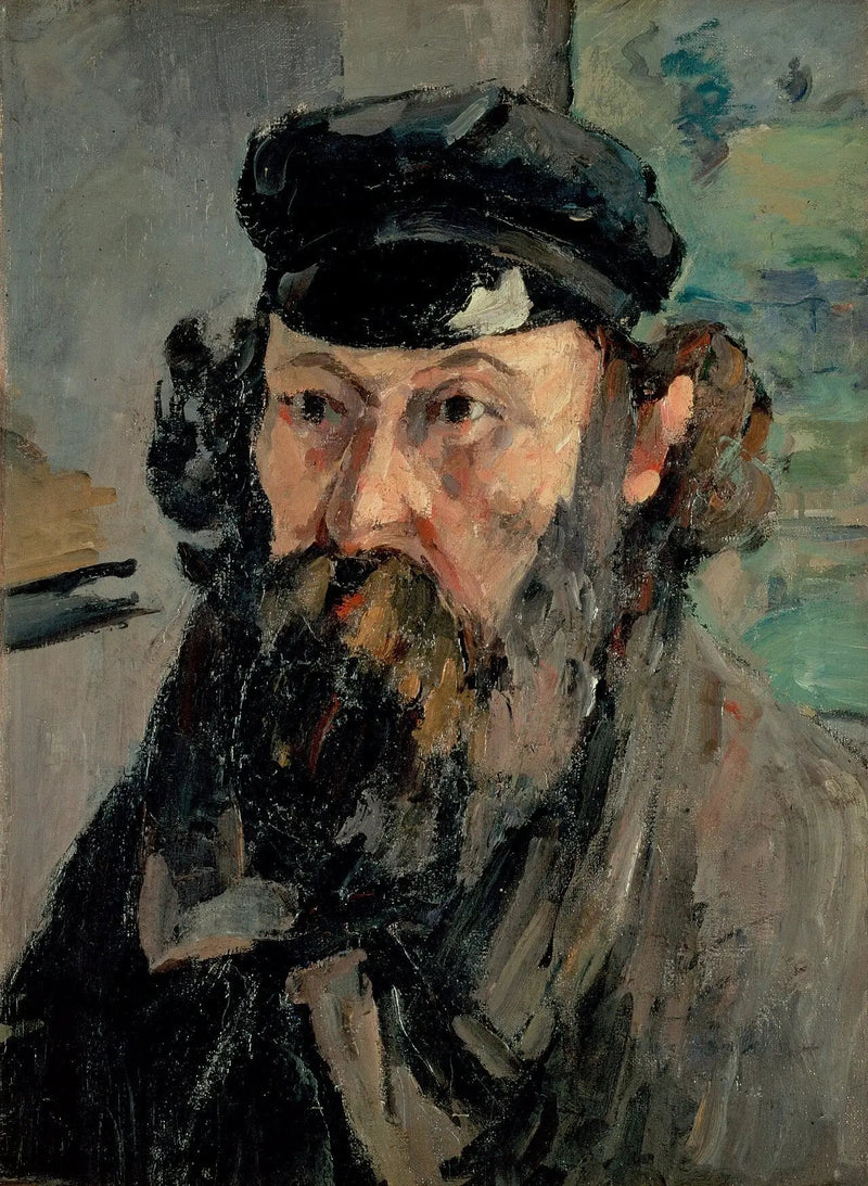 Taiteilijan muotokuva lippalakki päässä - Paul Cézanne