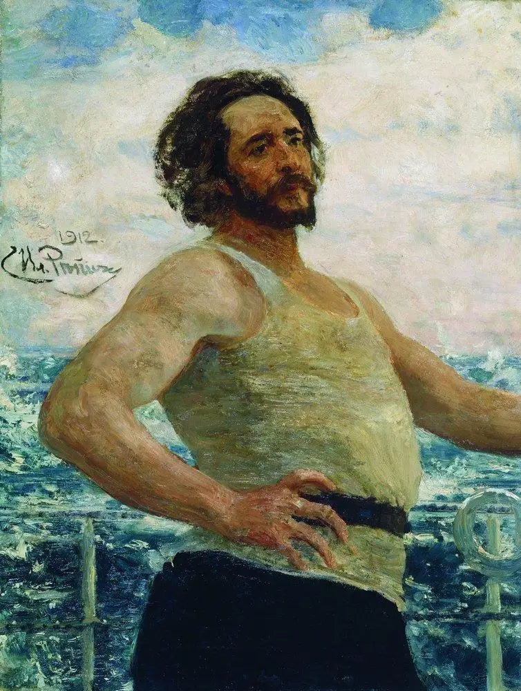 Kirjailija Leonid Nikolaevitch Andreïevin muotokuva jahdilla - Ilya Repin
