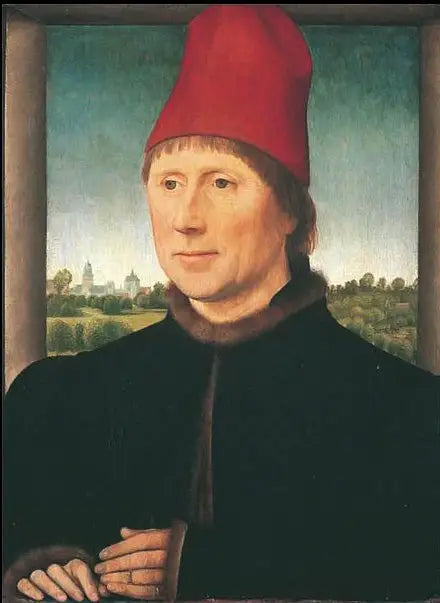 Miehen muotokuva punaisessa myssyssä - Hans Memling