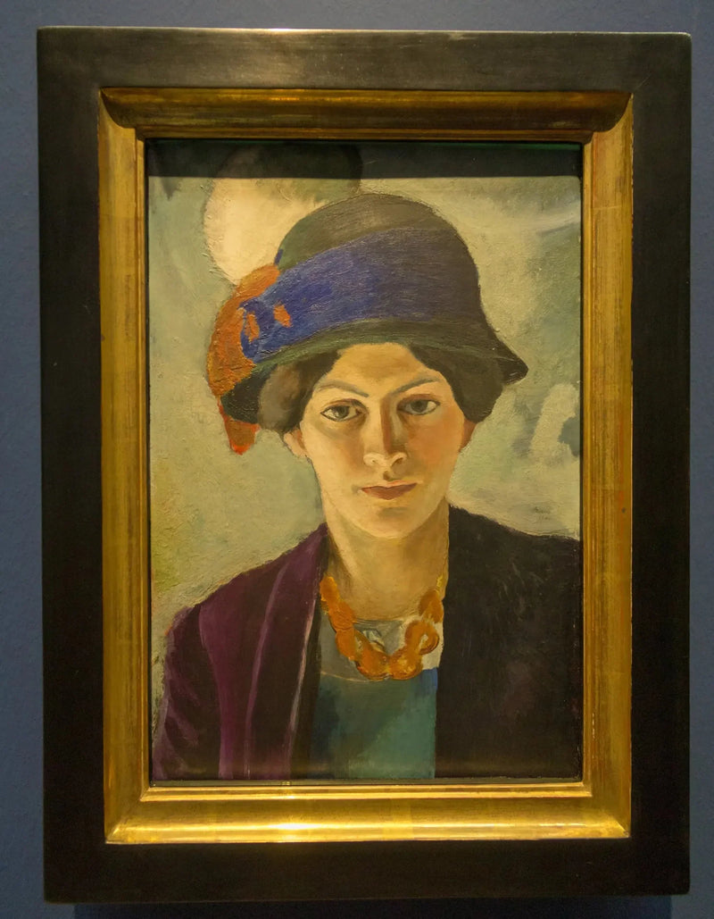 Taiteilijan vaimon muotokuva, hattu päässä - August Macke