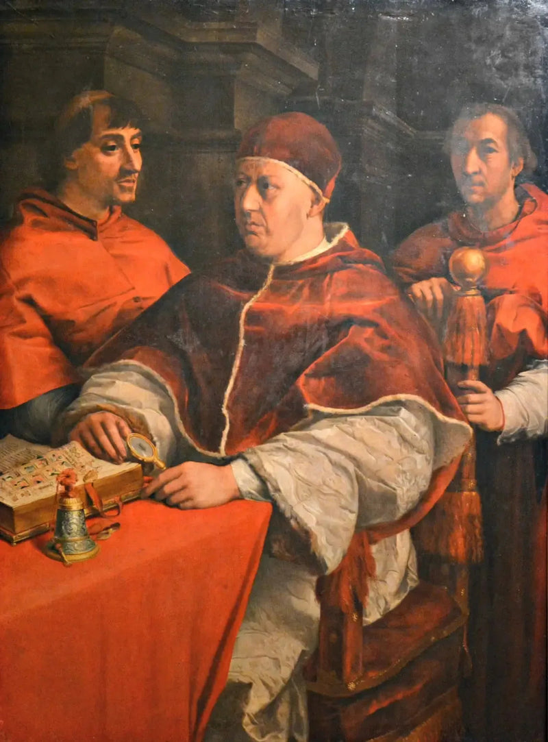 Leonardo X:n muotokuva kardinaalien Giulio de Médicis ja Luigi de' Rossin kanssa - Andrea del Sarto