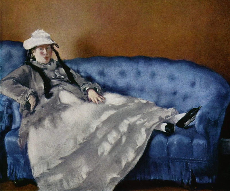 Madame Edouard Manet'n muotokuva sinisellä sohvallaan - Édouard Manet