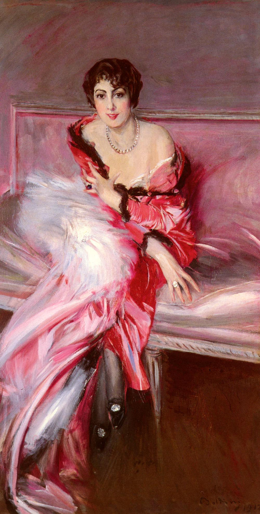 Madame Juillardin muotokuva punaisessa - Giovanni Boldini