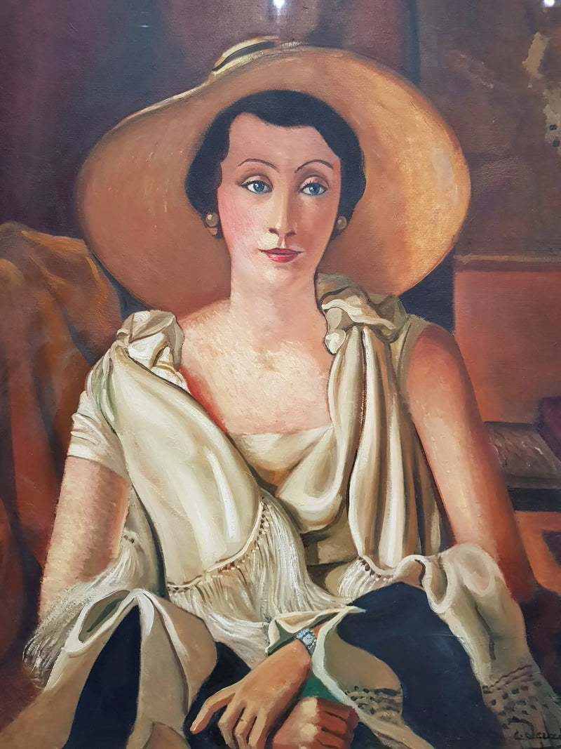 Madame Paul Guillaume'n muotokuva suurella hatulla - André Derain