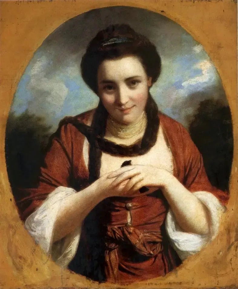 Miss Nelly O'Brienin muotokuva linnun kanssa. - Joshua Reynolds