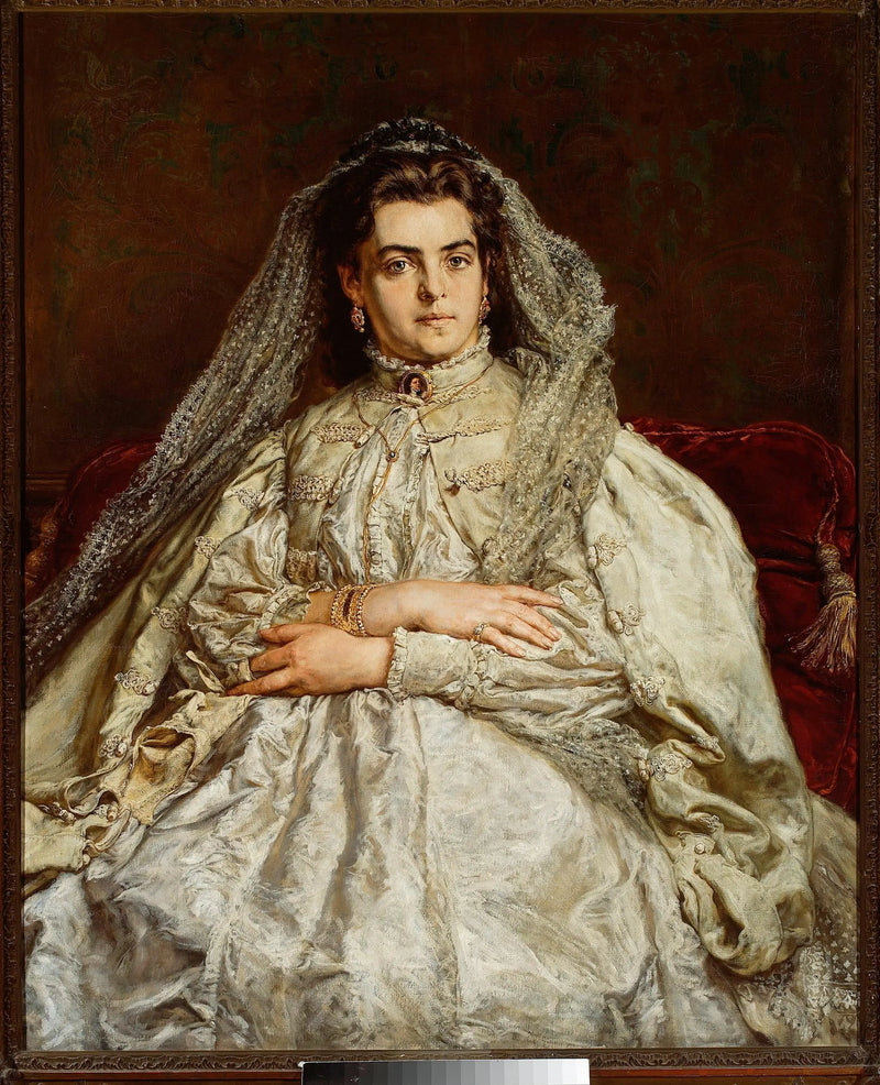 Teodora Matejko syntymänimeltä Giebułtowska hääpukussa - Jan Matejko