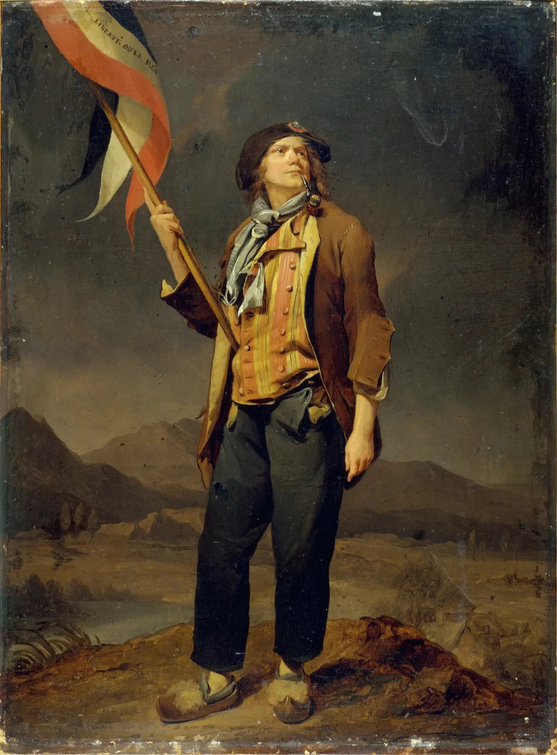 Simon Chenardin (1758-1832) - Muotokuva laulajasta, Simon Chenard, sans-culotte-asussa, kantamassa vapautta juhlivassa Savoien lipussa, 14. lokakuuta 1792 - Louis-Léopold Boilly