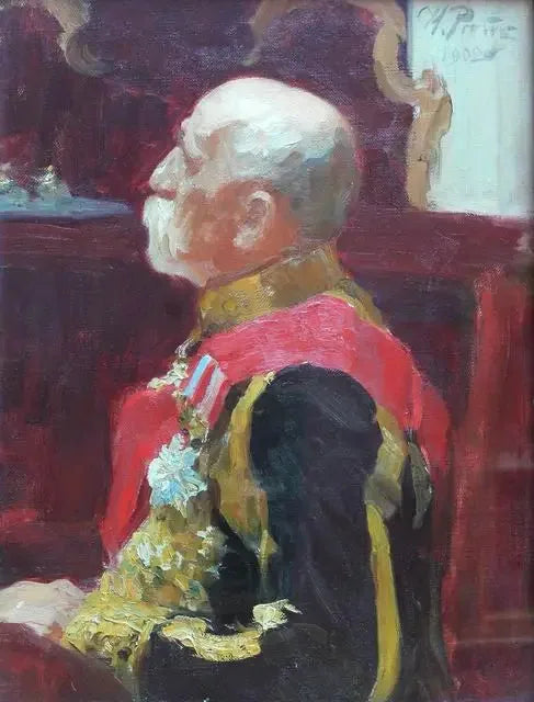 Valokuva valtion neuvoston jäsenestä, kreivi Aleksander Aleksejevitš Bobrinsky. - Ilya Repin