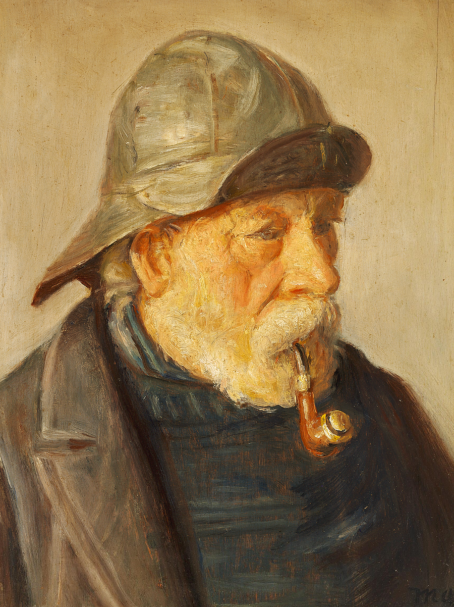 Muotokuva Skagenin kalastaja Lars Sorigista. -Michael Peter Ancher