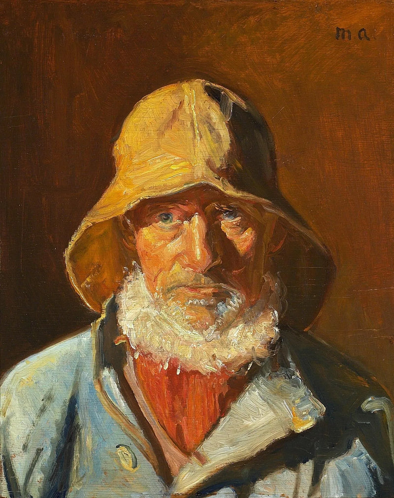 Muotokuva kalastaja Niels Mülleristä auringossa. -Michael Peter Ancher