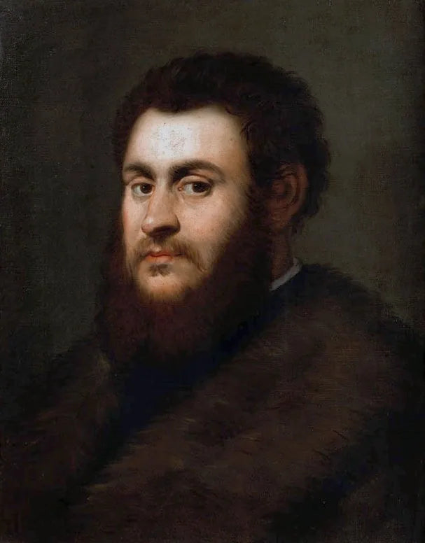 Sigismund II Augustin kuninkaan muotokuva, jossa hänellä on turkiskaapu - Jacopo Tintoretto