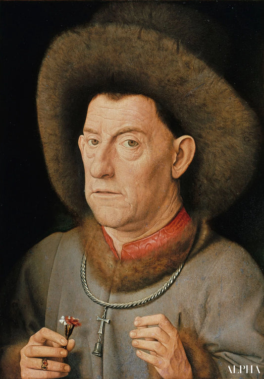 Portrait d'un homme avec un œillet - Jan Van Eyck - Reproductions de tableaux et peintures haut de gamme