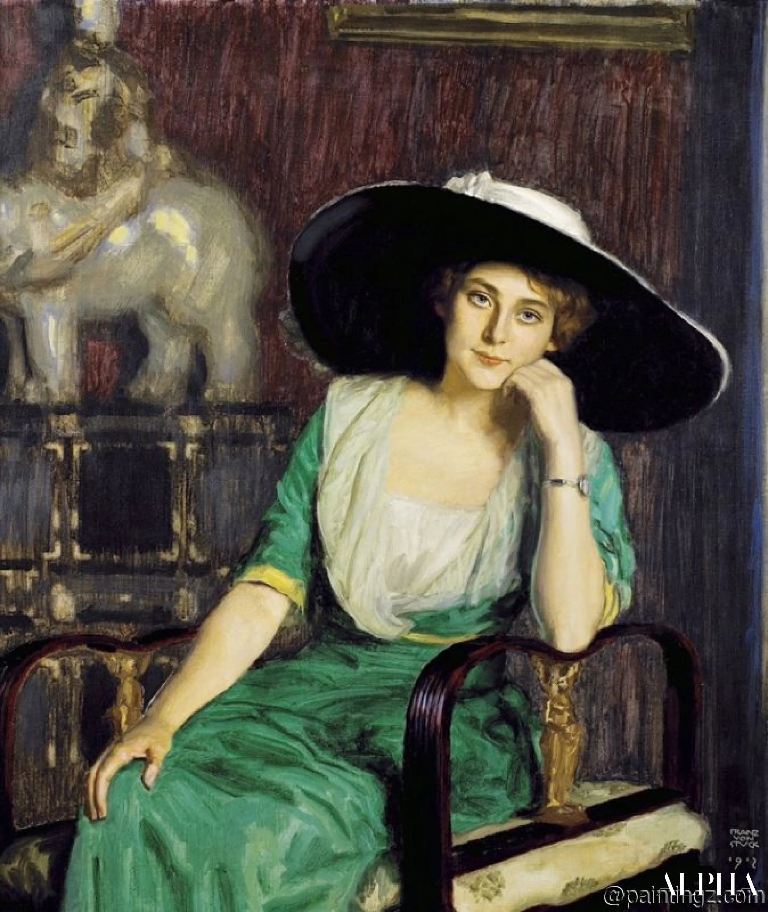 Reproduction du tableau « Portrait d'une Dame - Franz Von Stuck » par Alpha Reproduction en peinture à l’huile