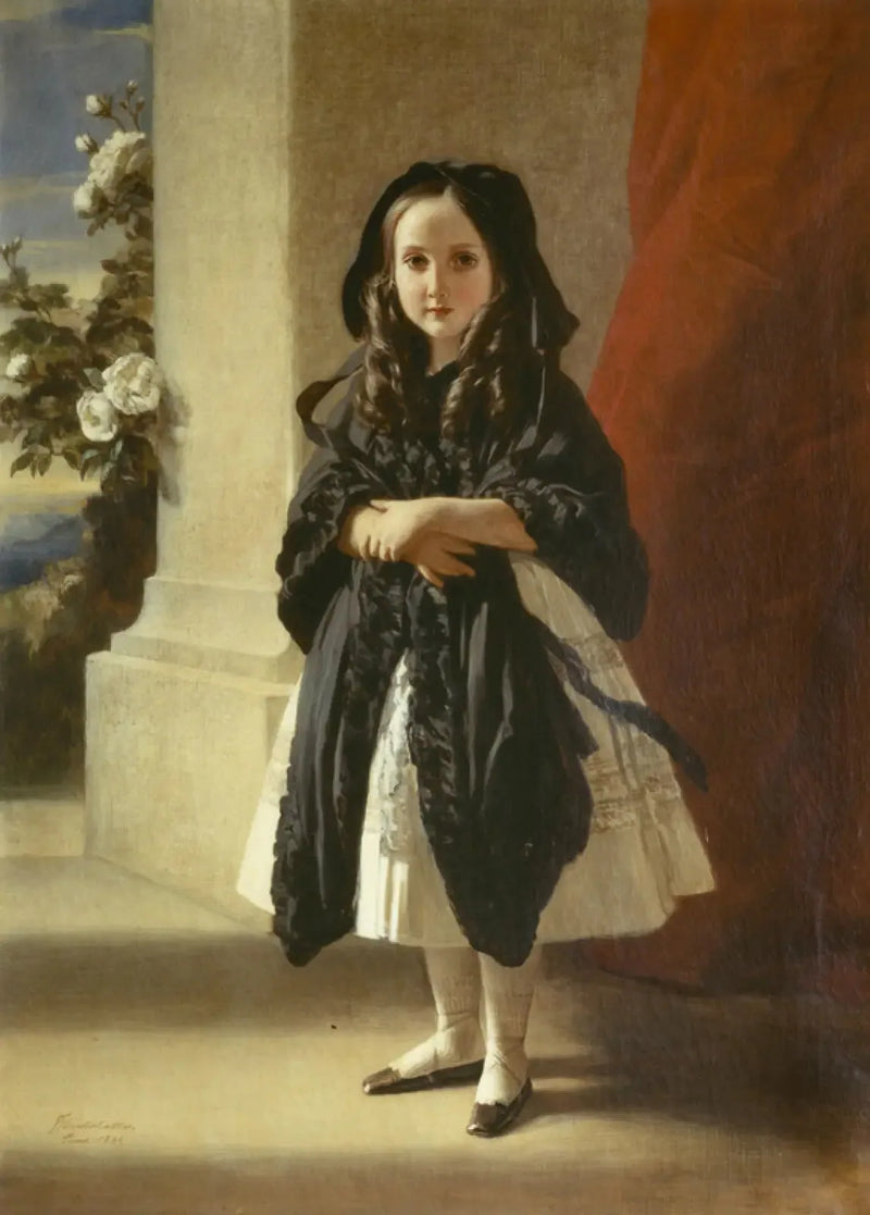 Prinsessan Charlotte lapsen koko kuva, vyöllä musta - Franz Xaver Winterhalter