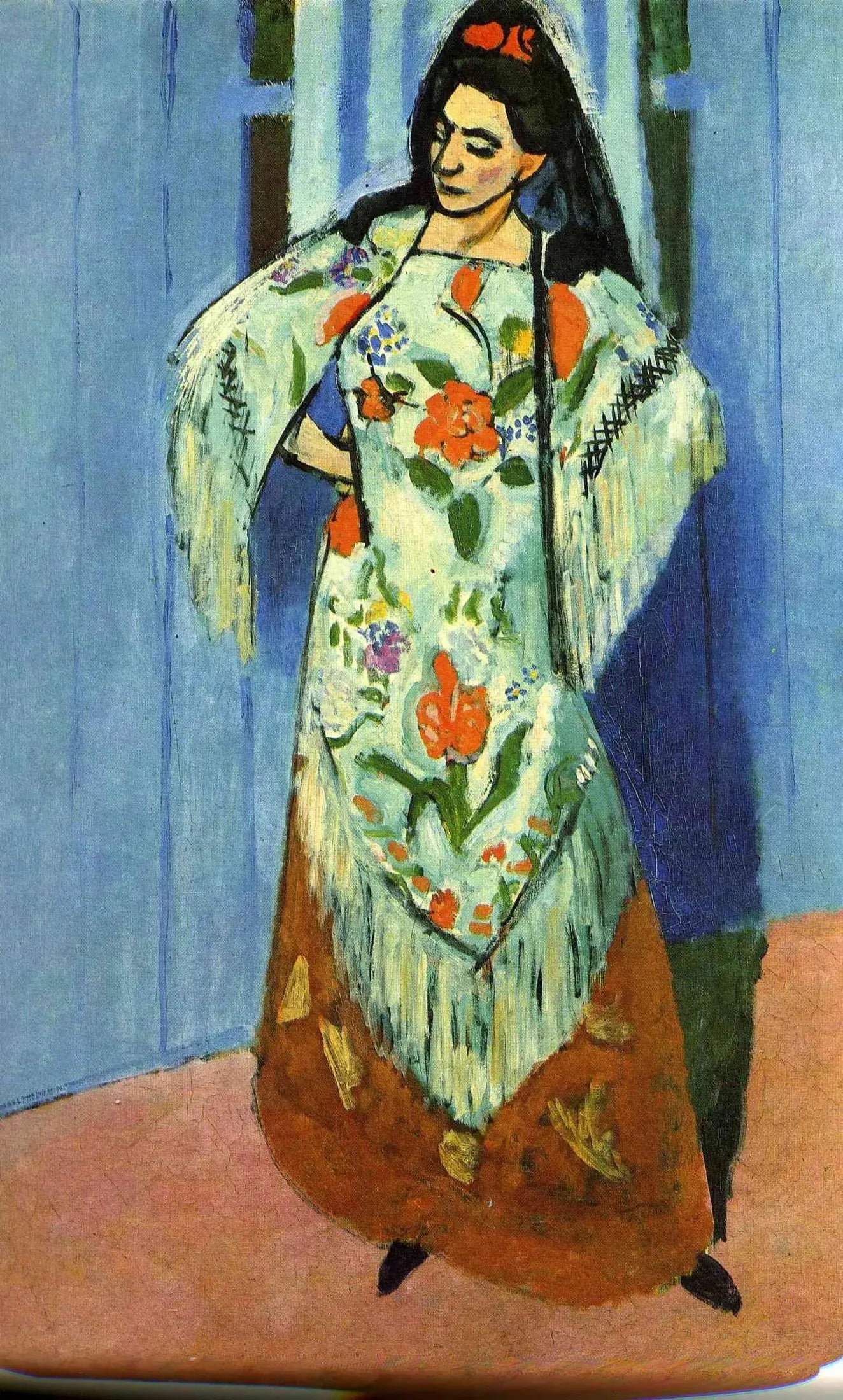 Portrait en pied de Mme Matisse à la mantille - Henri Matisse image 1 reproduction artisanale de tableau