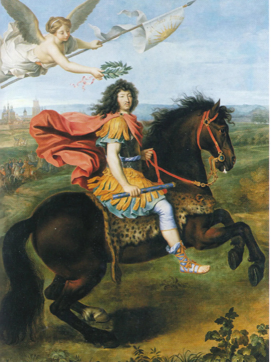 Louis XIV:n ratsastajaportraatti, kruunattu Voitolla - Pierre Mignard