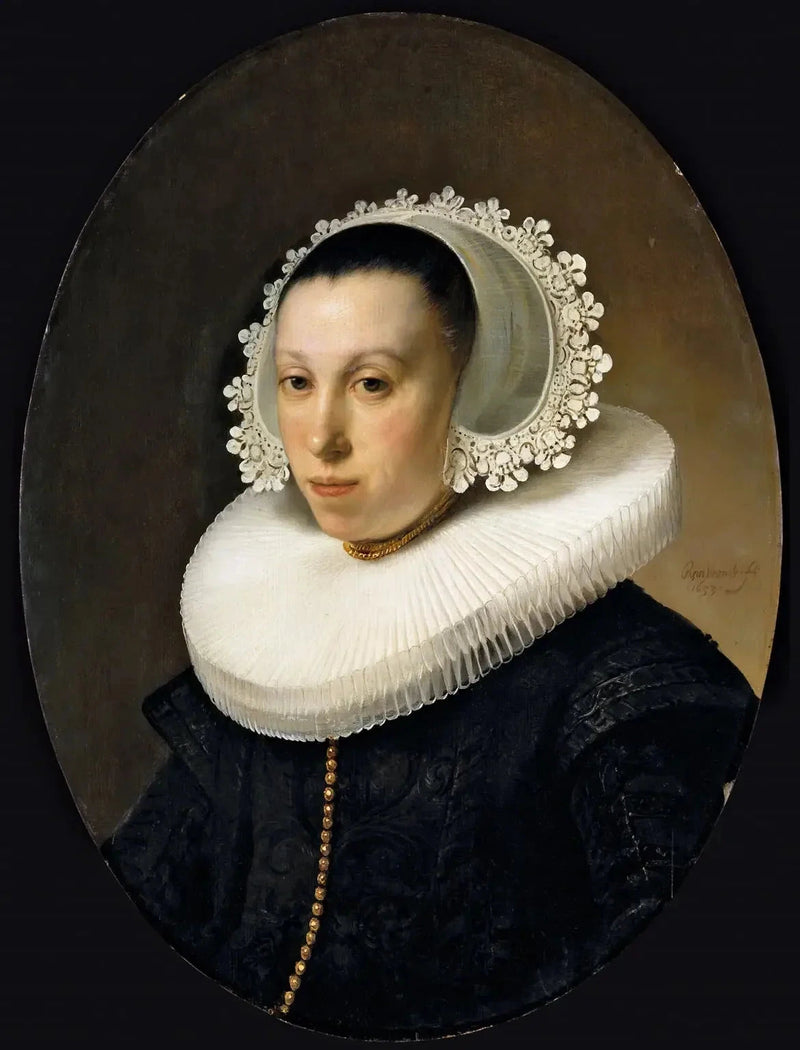 Naisen muotokuva myllyn kaulaketjulla - Rembrandt
