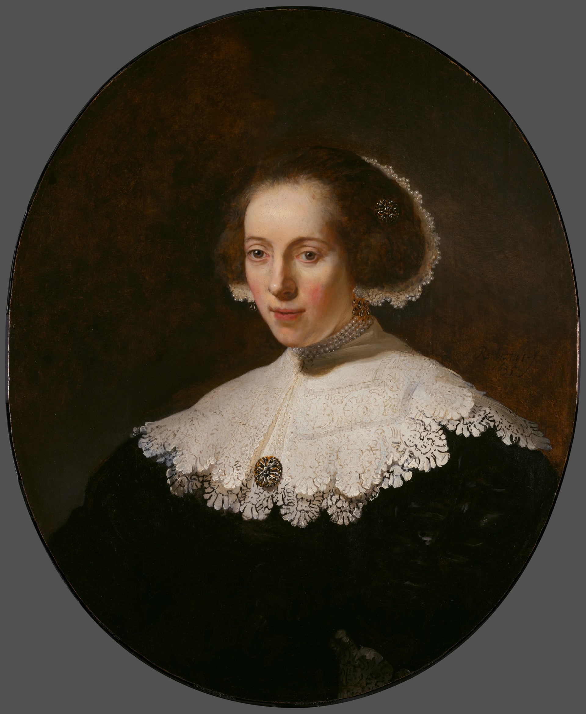 Portrait d’une femme — Rembrandt et atelier, 1635 ou avant, Cleveland Museum of Art