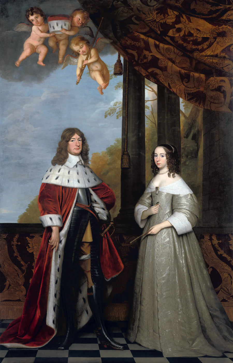Portrait de Friedrich Wilhelm (1620-88), électeur de Brandebourg, avec son épouse Louisa Henriette (1627-67), comtesse de Nassau - Gerrit van Honthorst