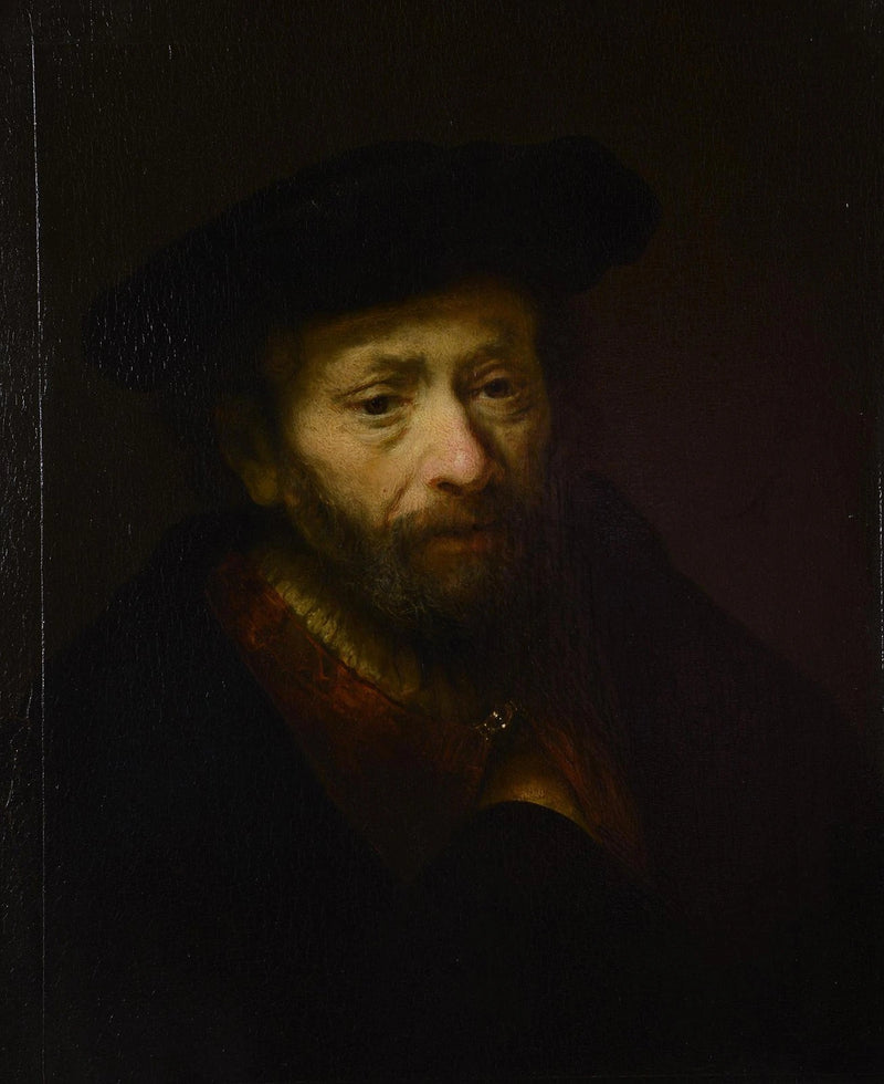Vanhan partaisen miehen muotokuva, käsi takissa - Rembrandt