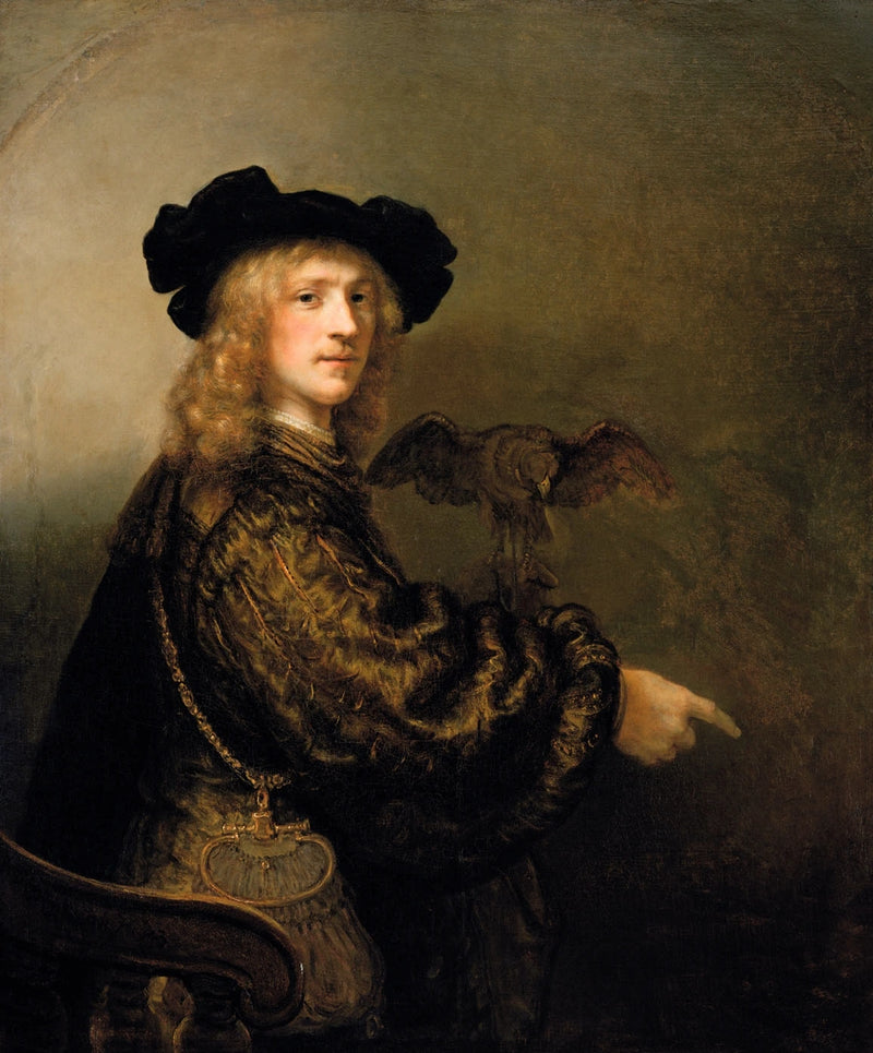 Miehen muotokuva haukan kanssa - Rembrandt
