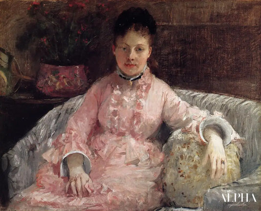 Portrait of a Woman in a pink dress - Berthe Morisot - Reproductions de tableaux et peintures haut de gamme