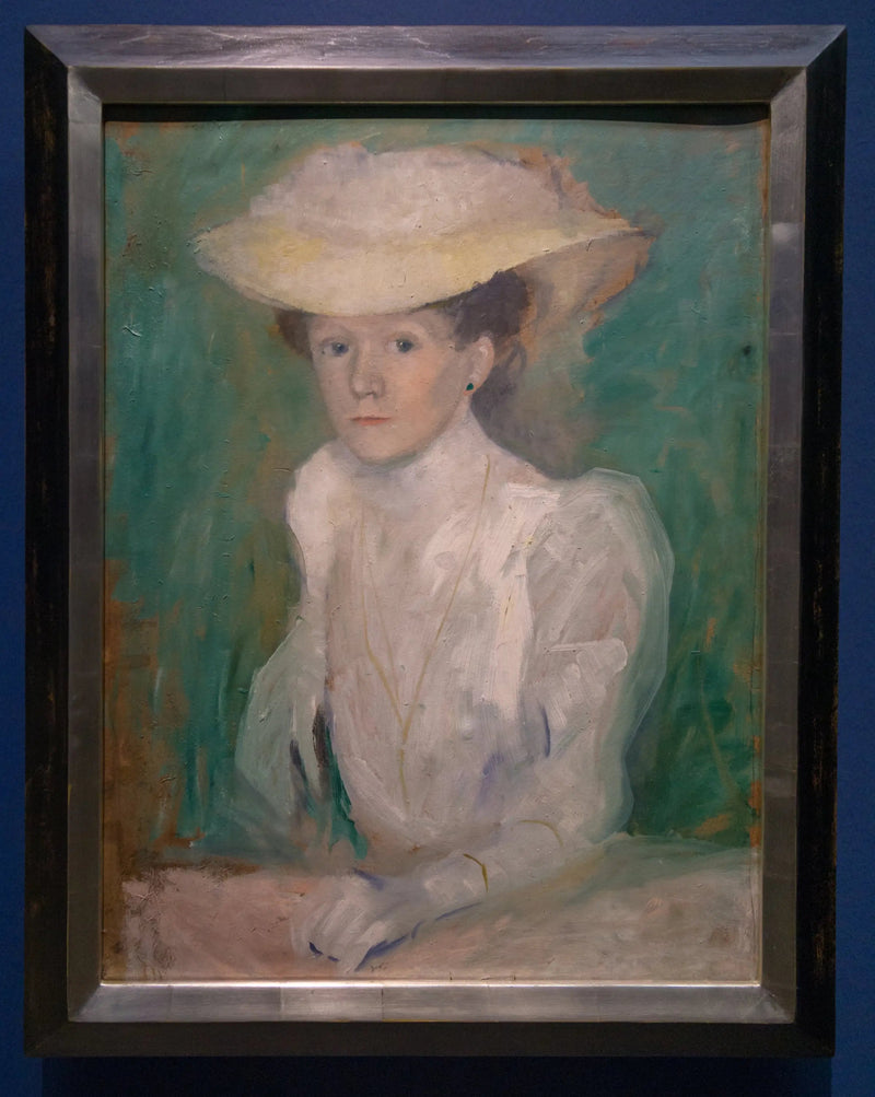 Potretti Ottilie Macke valkoisessa paidassa - August Macke