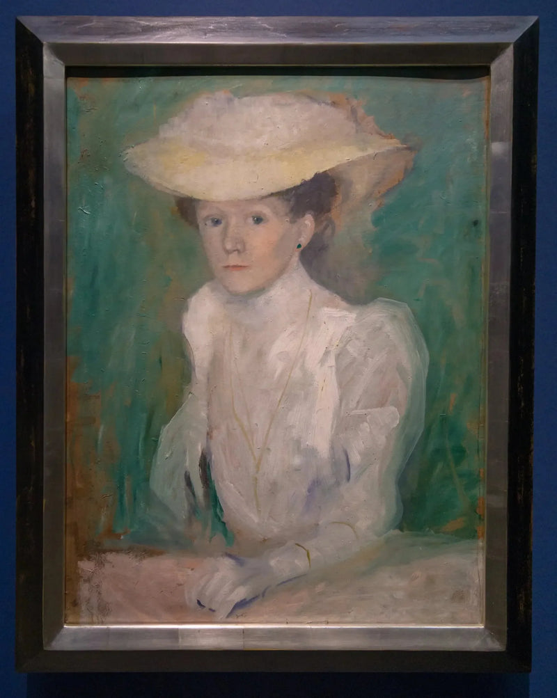 Potretti Ottilie Macke valkoisessa paidassa - August Macke