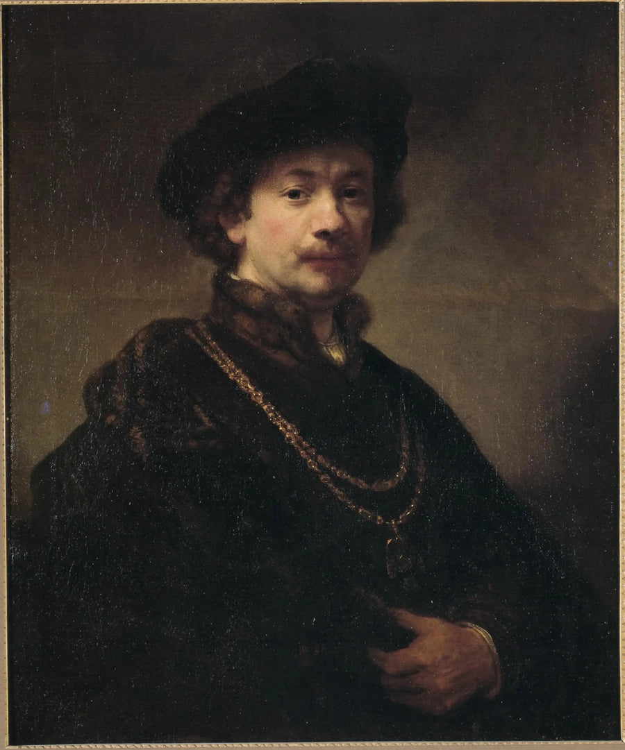 Itseportraiitti beretillä, kultaketjulla ja mitalilla - Rembrandt
