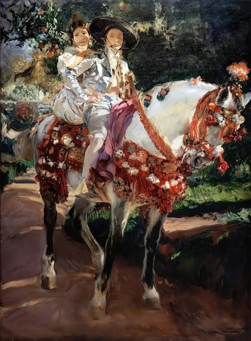 Elena ja Marian muotokuvat vanhanaikaisissa valencialaisissa puvuissa. - Joaquín Sorolla