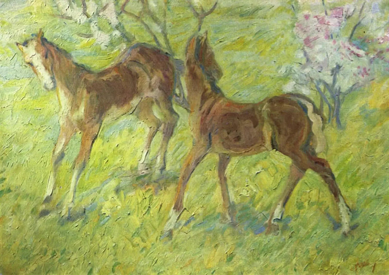 Hyppäävät varsat - Franz Marc