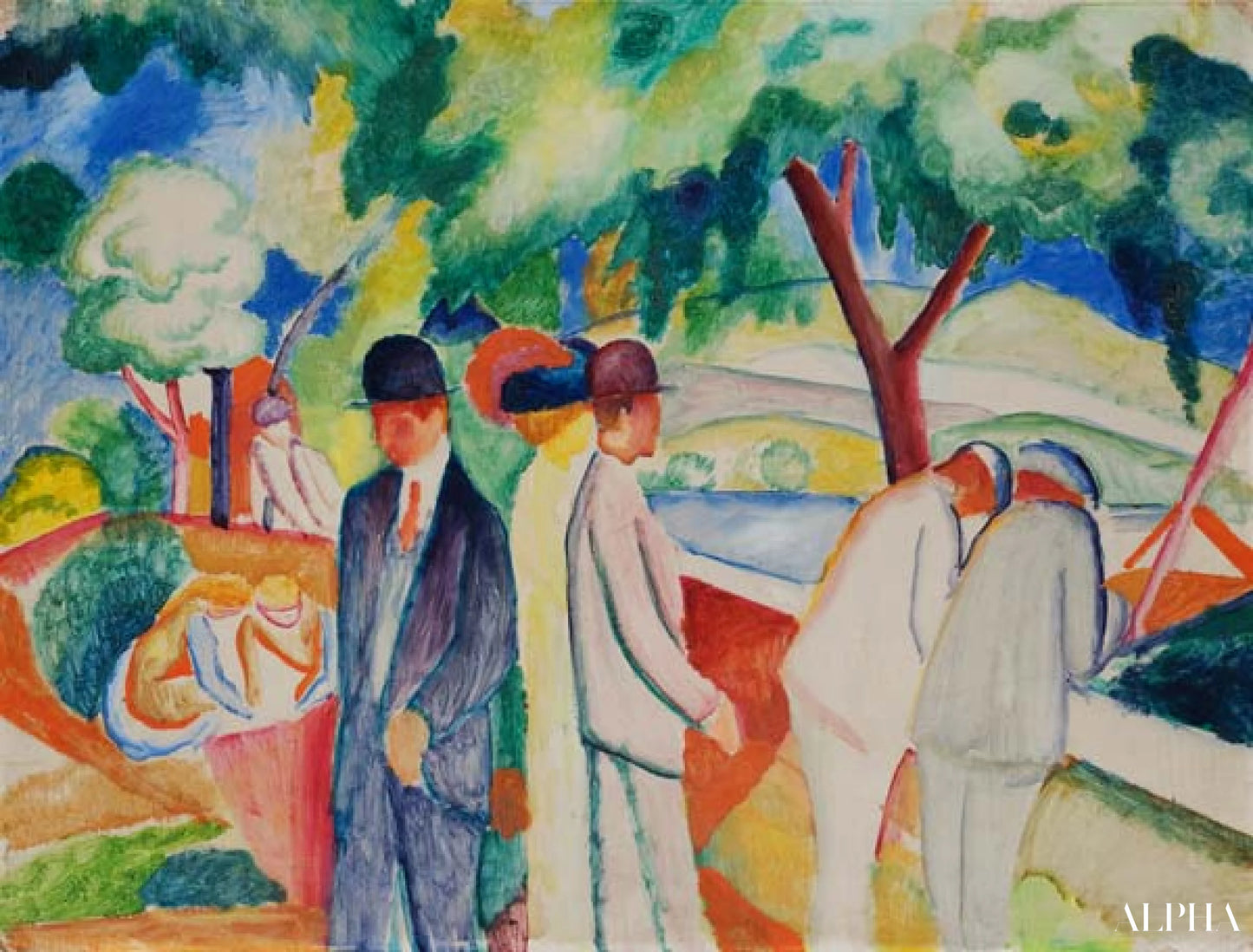 Lastenvaunut (Suuri valoisa kävely) - August Macke - Taulujen ja korkealaatuisten maalauksien reproduktiot