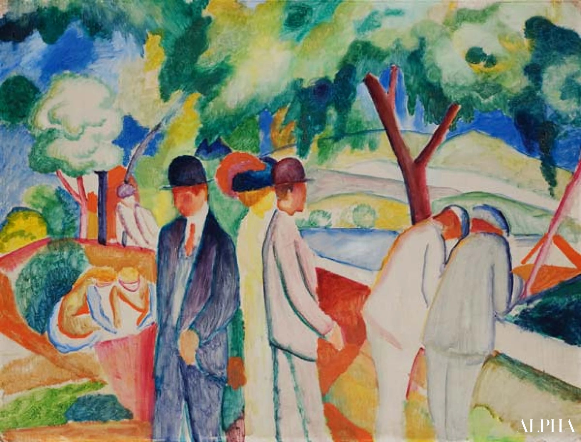 Lastenvaunut (Suuri valoisa kävely) - August Macke - Taulujen ja korkealaatuisten maalauksien reproduktiot
