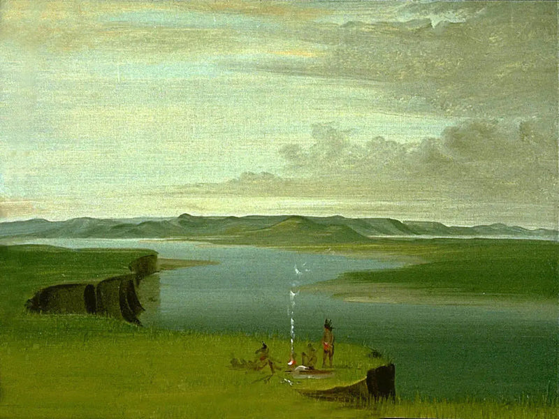Prairie Bluffs auringonnousussa, Yellowstone-joen suulla - George Catlin