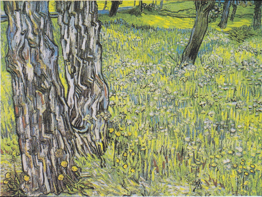 Kukallinen niitty puineen ja voikukkineen - Vincent van Gogh