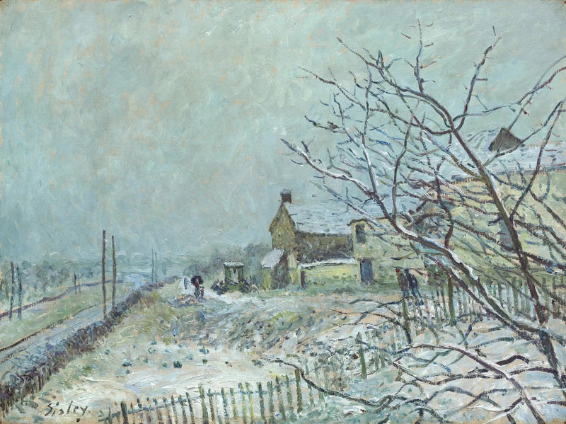 Ensimmäinen lumi Veneux-Nadonissa - Alfred Sisley