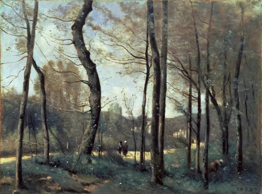 Ensimmäiset lehdet Mantesissa - Jean-Baptiste Camille Corot