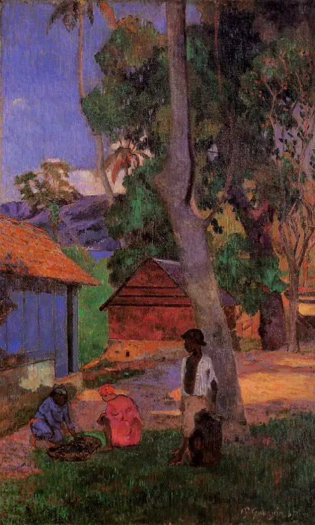 Lähellä laatikoita, tai Huttujen ympärillä - Paul Gauguin