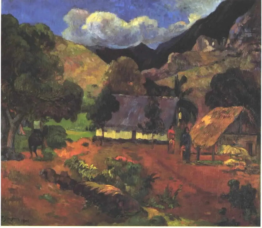 Lähellä majoja - Paul Gauguin