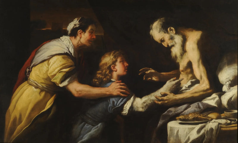 Jacobin esittely Isakille - Luca Giordano