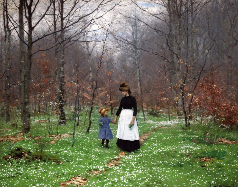 Kevät; ensimmäiset anemonet - H. A. Brendekilde
