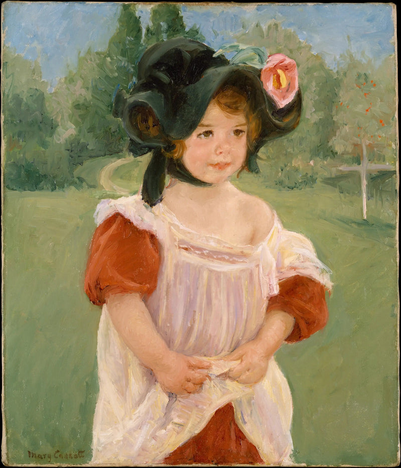 Kevät: Margot seisoo puutarhassa (Tyttö puutarhassa) - Mary Cassatt