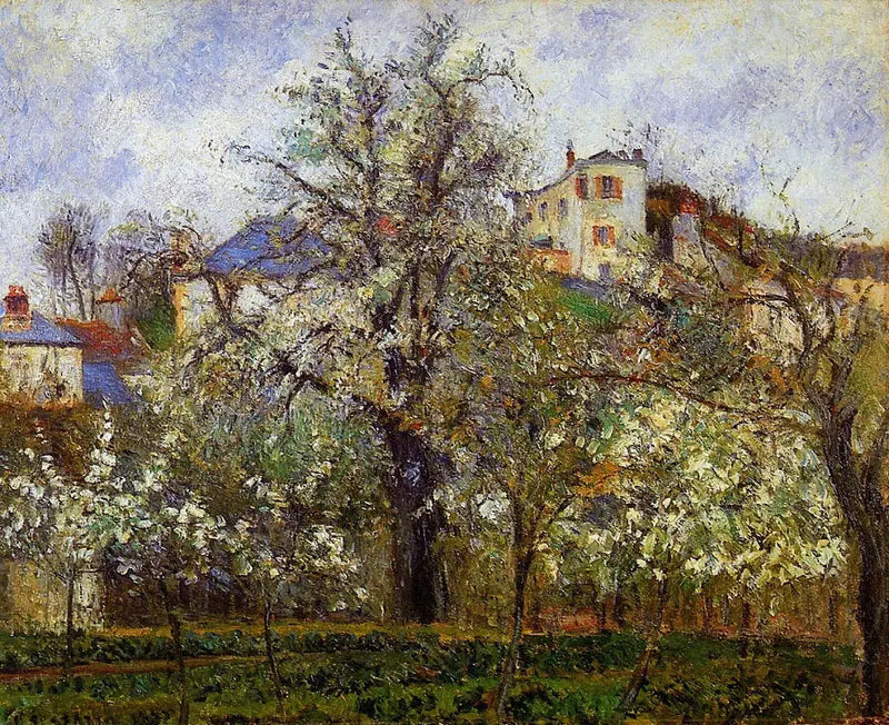 Kevät. Kukkivat luumut - Camille Pissarro