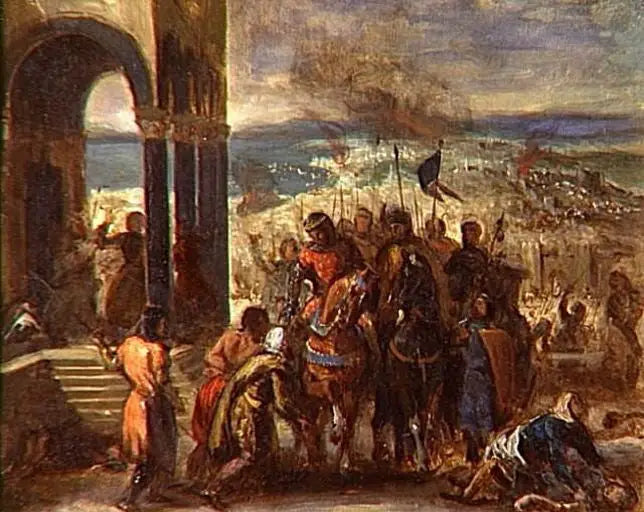 Konstantinopolin valtaus ristiretkeläisten toimesta - Eugène Delacroix