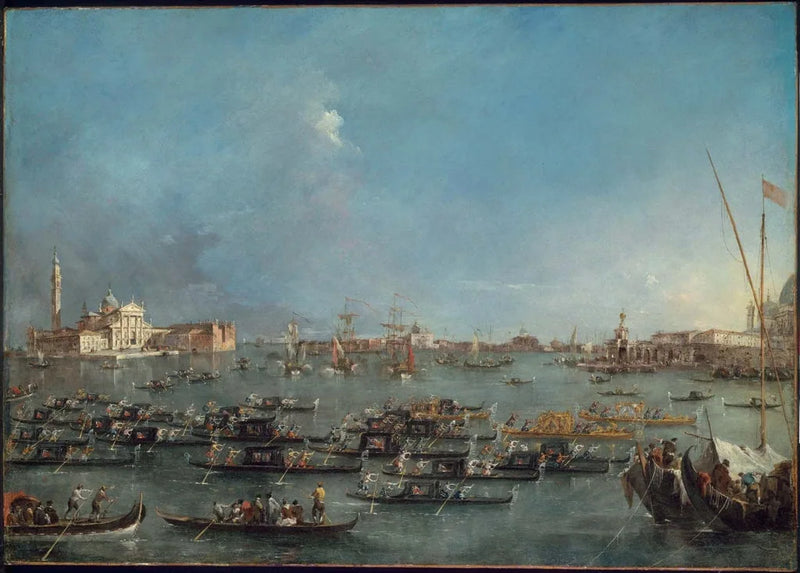 Gondolien kulkue Bacino di San Marcon alueella - Francesco Guardi