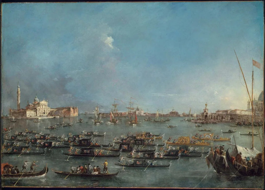 Gondolien kulkue Bacino di San Marcon alueella - Francesco Guardi