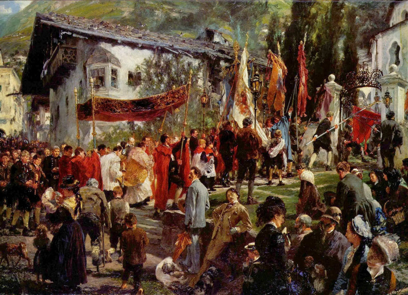 Corpus Christi -prosessio Hofgasteinissa - Adolph von Menzel